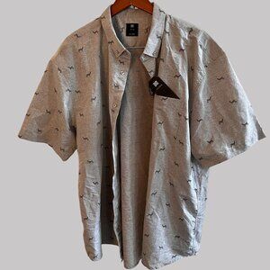 Visive Shirt‎ Mens 3XL Gray Zebra All Over Print Button Down Short Sleeve